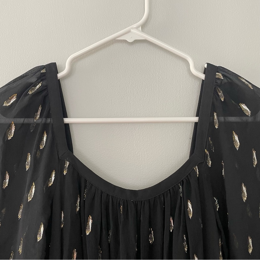 REBECCA TAYLOR Silk Metallic Clip Dot Dress Size 2 - Picture 10 of 16